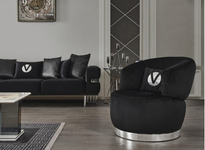 Black armchair 1 seat textile living room luxury new design armchair armchair modern
