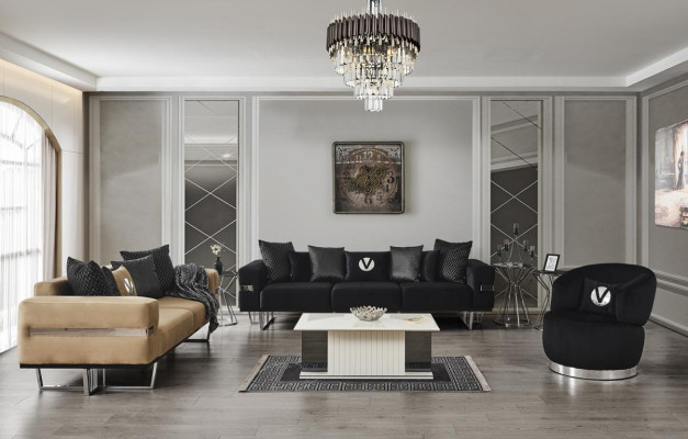 Black armchair 1 seat textile living room luxury new design armchair armchair modern
