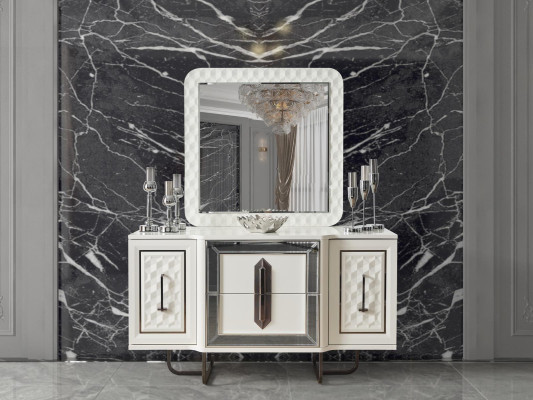 Sideboard White Chest of drawers Consoles Table Mirror 2pcs. Chests of drawers, sideboards