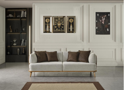 Sofa 2 Seater Gray Elegant Modern Luxury Design Wood Furniture Upholstery Fabric new