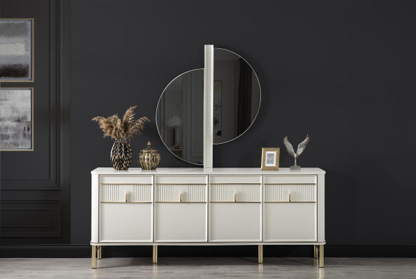 Beige Chest of drawers Wooden Cabinet Sideboard Chests of drawers Console Furniture xxl big