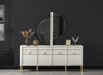 Beige Chest of drawers Wooden Cabinet Sideboard Chests of drawers Console Furniture xxl big