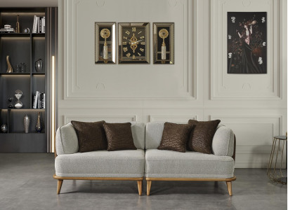 Sofa 3 Seater Gray Elegant Modern Luxury Design Wood Furniture Upholstery Fabric new