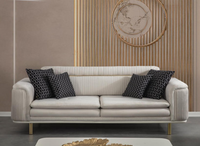 Sofa Couch Three Seater Living room Fabric Sofas Couches Furniture Furnishings Beige