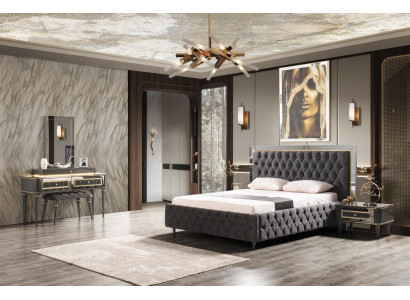 Luxury Chesterfield Bed with stainless steel Frame Noble Beds Black Textile