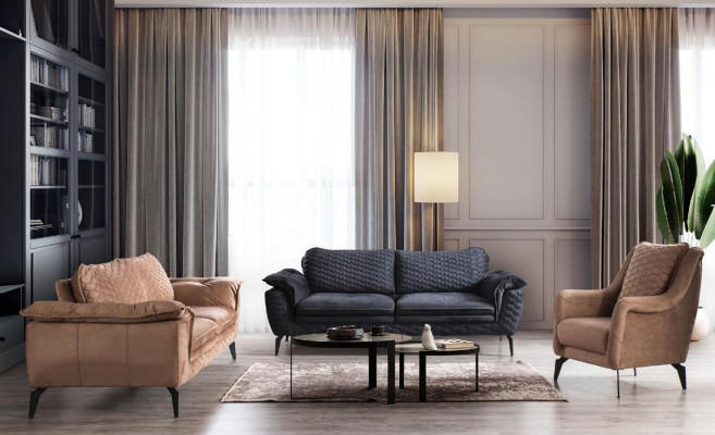 Sofa 3 Seater Gray Sofas Style Luxury Living room Couch Design Upholstery Fabric