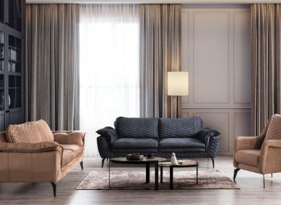 Sofa 3 Seater Gray Sofas Style Luxury Living room Couch Design Upholstery Fabric
