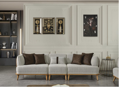 Sofa 4 Seater Gray Elegant Modern Luxury Design Wood Furniture Upholstery Fabric new