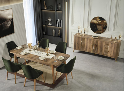 Luxury Set Dining room Dining table Chair Ess Group Wood Suite Table Tables 7 pieces