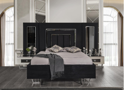 Bedroom Bed 2x Bedside tables Luxury Beds Set Complete Design Furniture 3pcs