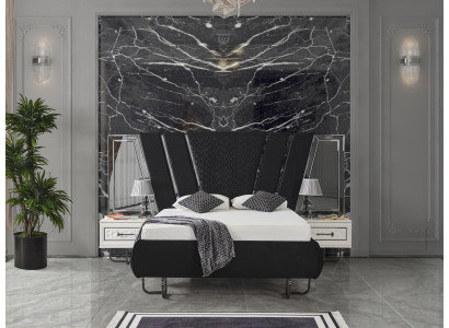 bedroom Bed 2x Bedside tables Luxury Beds Set Complete Design Furniture 3pcs