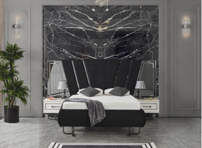 bedroom Bed 2x Bedside tables Luxury Beds Set Complete Design Furniture 3pcs