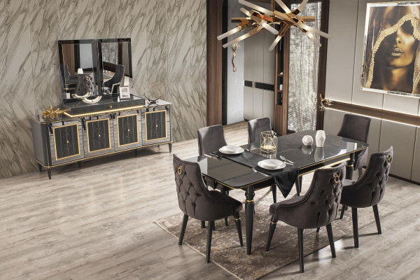 Luxury Dining room Dining table Chair Group Suite Set Wood Table Tables 7pcs. sets