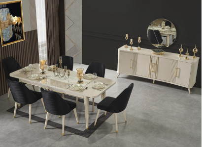 Dining room Set Ess Group Wood Table Tables 7-piece Complete Set Dining table + 6 Chairs