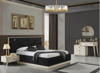Bed 2x Bedside tables Dressing table Mirror Luxury Bedroom Set Complete e Furniture