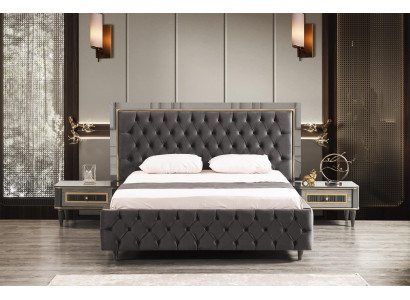 Luxury Bedroom Bedside table Beds Bed 3pcs. Complete Set Design Furnishings
