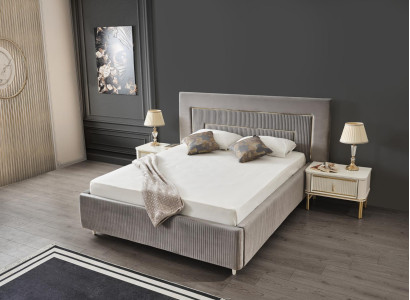 Bedroom Bed 2x Bedside tables Luxury Beds Set Complete Design Furniture 3pcs.