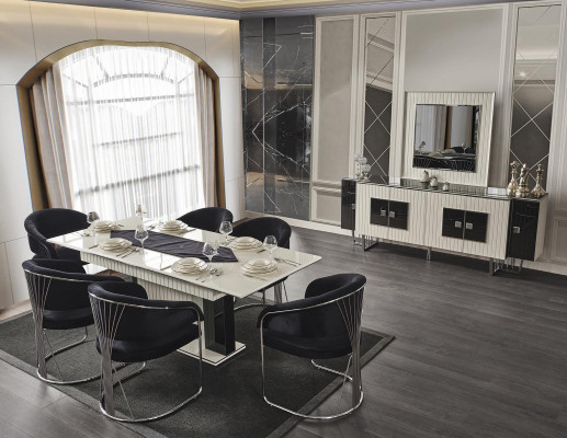 Dining room Dining table Chair 6x Chairs Table Tables Metal Ess Group Set 7pcs. new