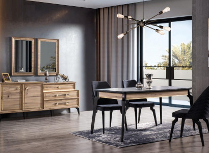 Dining table 4x Chairs Sideboard 6-pcs. Dining room set Groups set Dining room furniture new