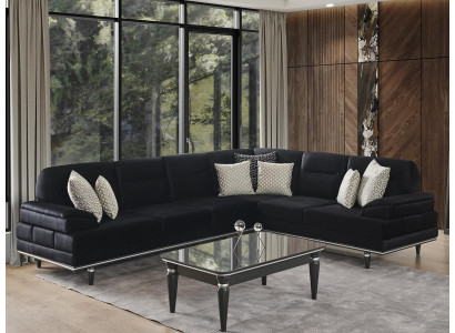 Black Corner sofa Design Textile Couches Upholstery Furniture Living room Couch