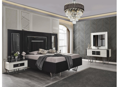 Bedroom Furniture Luxury Bed Textile with Nightstands Chest of drawers Mirror 5pcs