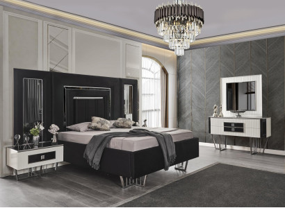 Bedroom Furniture Luxury Bed Textile with Nightstands Chest of drawers Mirror 5pcs