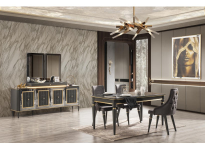 Luxury Dining room Suite Table with 4 armchairs Chest of drawers Sideboard 6 pieces