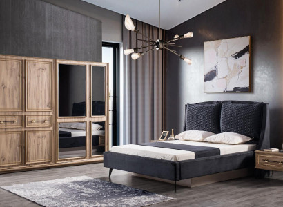 Bedroom Set 4-piece modern Bed 2 Bedside tables Wardrobe INCLUDED