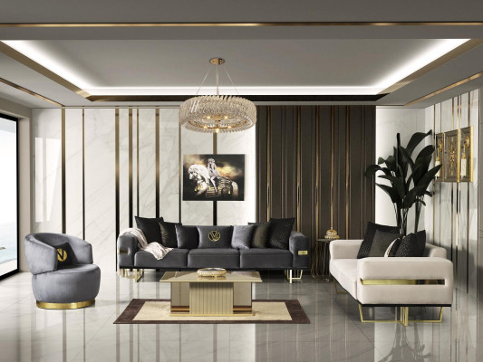 Luxury sofa set couch fabric sofa furniture furnishings 4 pieces. Set Group