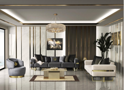 Luxury sofa set couch fabric sofa furniture furnishings 4 pieces. Set Group