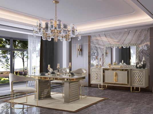 Complete set Dining table 4x Chairs Chest of drawers Dining set Dining set Wooden table Tables 6 pieces