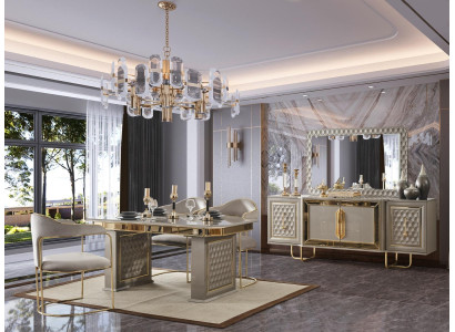 Complete set Dining table 4x Chairs Chest of drawers Dining set Dining set Wooden table Tables 6 pieces