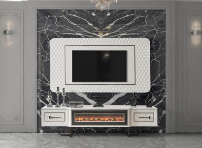 Fireplace Sideboard TV Stand TV-cabinet Chest of drawers 2-piece. Wall unit tv board Wall
