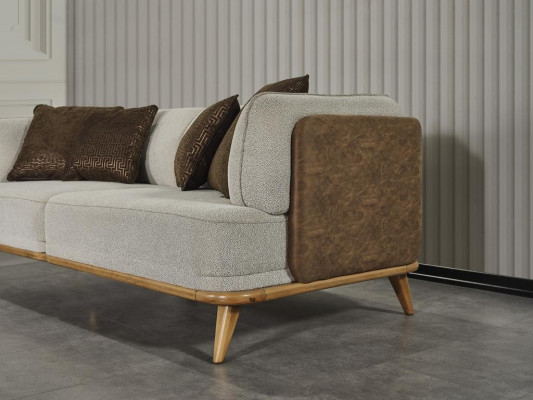 Three-seater couch luxury furniture sofa couches wood coffee table 2 pieces. Set Furniture
