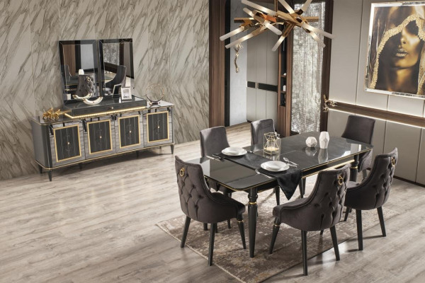 Luxury Dining room Dining table Chair Group Suite Set Wood Table Tables 5pcs. sets