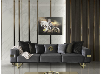 Sofa 4 Seat Gray Sofas Style Luxury Living room Modern Design Fabric Upholstery
