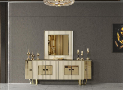 Luxury Chest of drawers xxl Sideboard big Sideboard Wardrobe Gold Metal High Gloss Furniture new