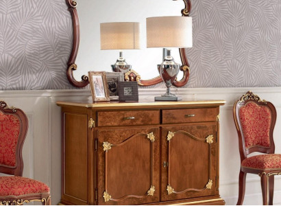 Sideboard Chest of drawers Mirror Chest of drawers Drawers Wood Art Deco Luxury Design Set 2pcs