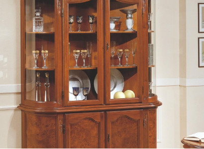 Furniture Glass Display case Wood Brown Glass Display Case Shelves Italy Classic Furniture new