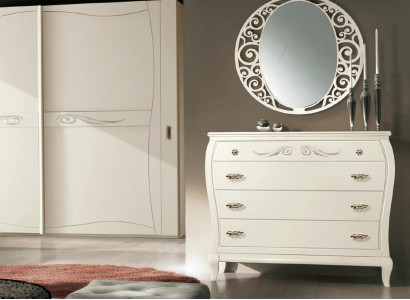 Sideboard Chest of drawers with Mirror Sideboards Wood Chests of drawers Furniture 2pcs White Italy