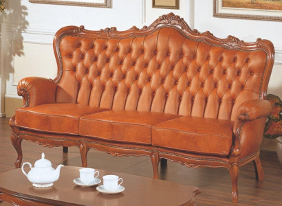 Luxury 3-Seater Sofa 3-Seater Sofa from Brown Leather Art Deco Style Furniture Leather