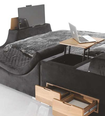 Luxurious Bed with massage chair Multifunction bed Luxury textile upholstery