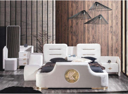 Double multifunction bed in white color modern style luxury bedroom furniture