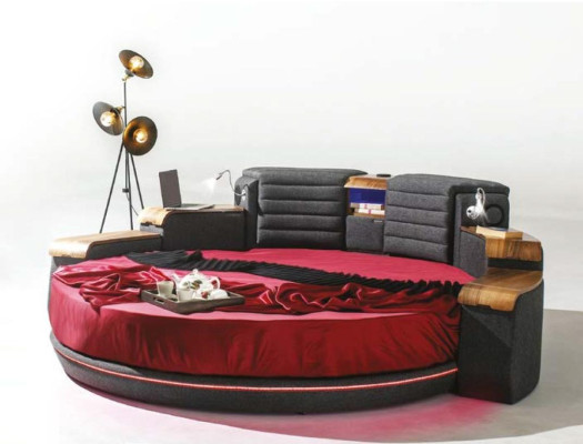 Comfort and style with our designer round bed and high-quality textile upholstery
