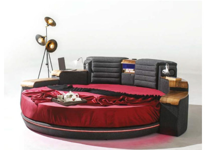 Comfort and style with our designer round bed and high-quality textile upholstery