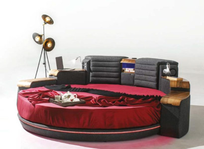 Comfort and style with our designer round bed and high-quality textile upholstery