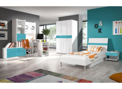 Childrens room Turkis Modern Wardrobe Chest of drawers Wood Table Bedroom Youth 5pcs