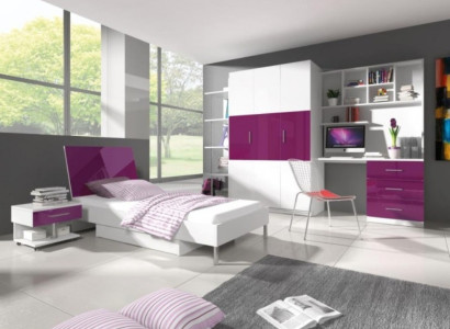 Bedroom Lila Bed 2x Bedside table Desk Childrens bed Set 5pcs.