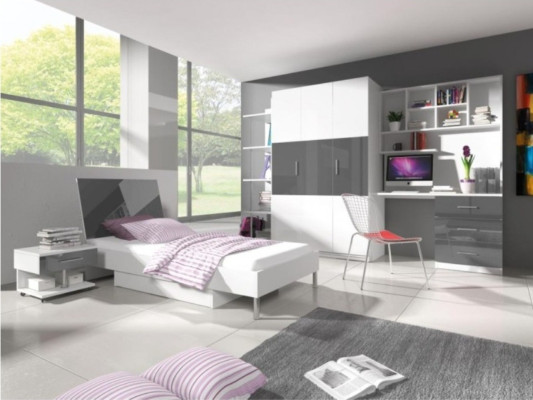 Bedroom Modern Wardrobe Bed Bedside table Table 5pcs. Youth Children