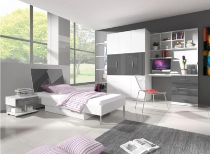 Bedroom Modern Wardrobe Bed Bedside table Table 5pcs. Youth Children